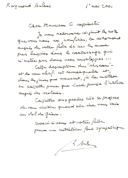 lettre de R Aubrac