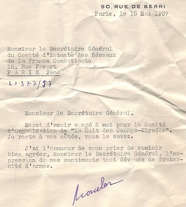 Lettre du gnral Monclar